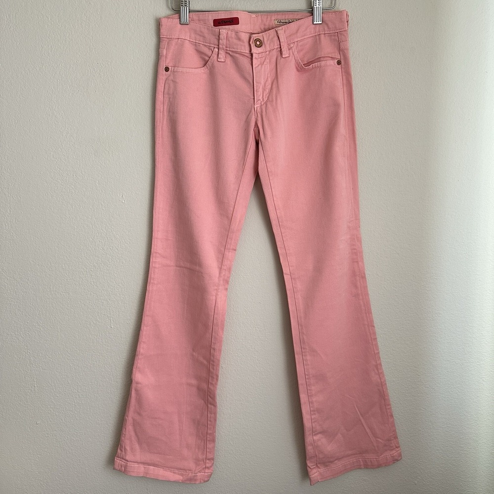 AG Adriano Goldschmied The Dietrich Flare Jeans Womens 26R Pink Low Rise Stretch
